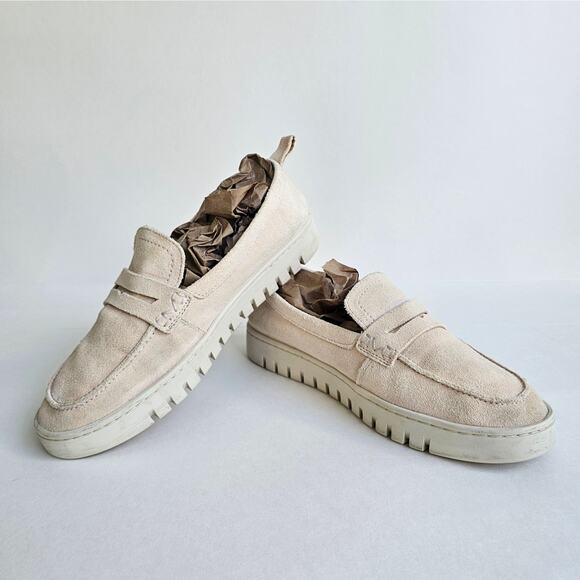 Suede Loafers Vionic Uptown Size 8.5 Pastel Peach Leather Comfort Flats Penny - Picture 1 of 14